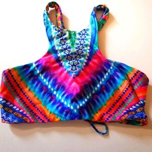 Tie-Dye, M, Reversible Halter Bikini Top